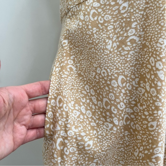 Gap Halter-Neck Mini Dress Linen Cotton Blend Tan Cheetah Print Y2K Size 14 - Picture 5 of 10